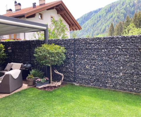 dark black gabion fence system