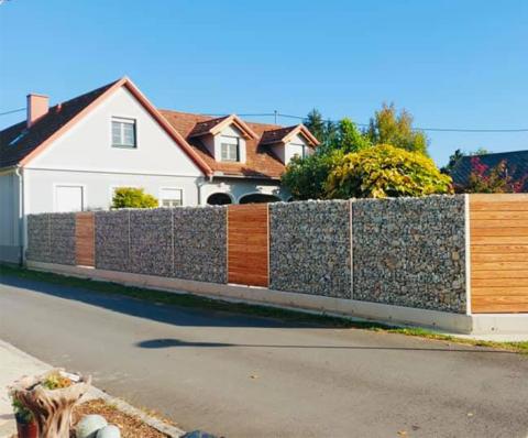 gabion fences with wood