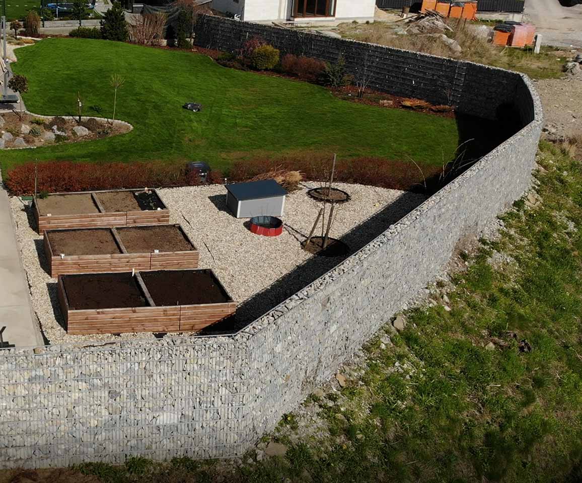 arched gabion fence