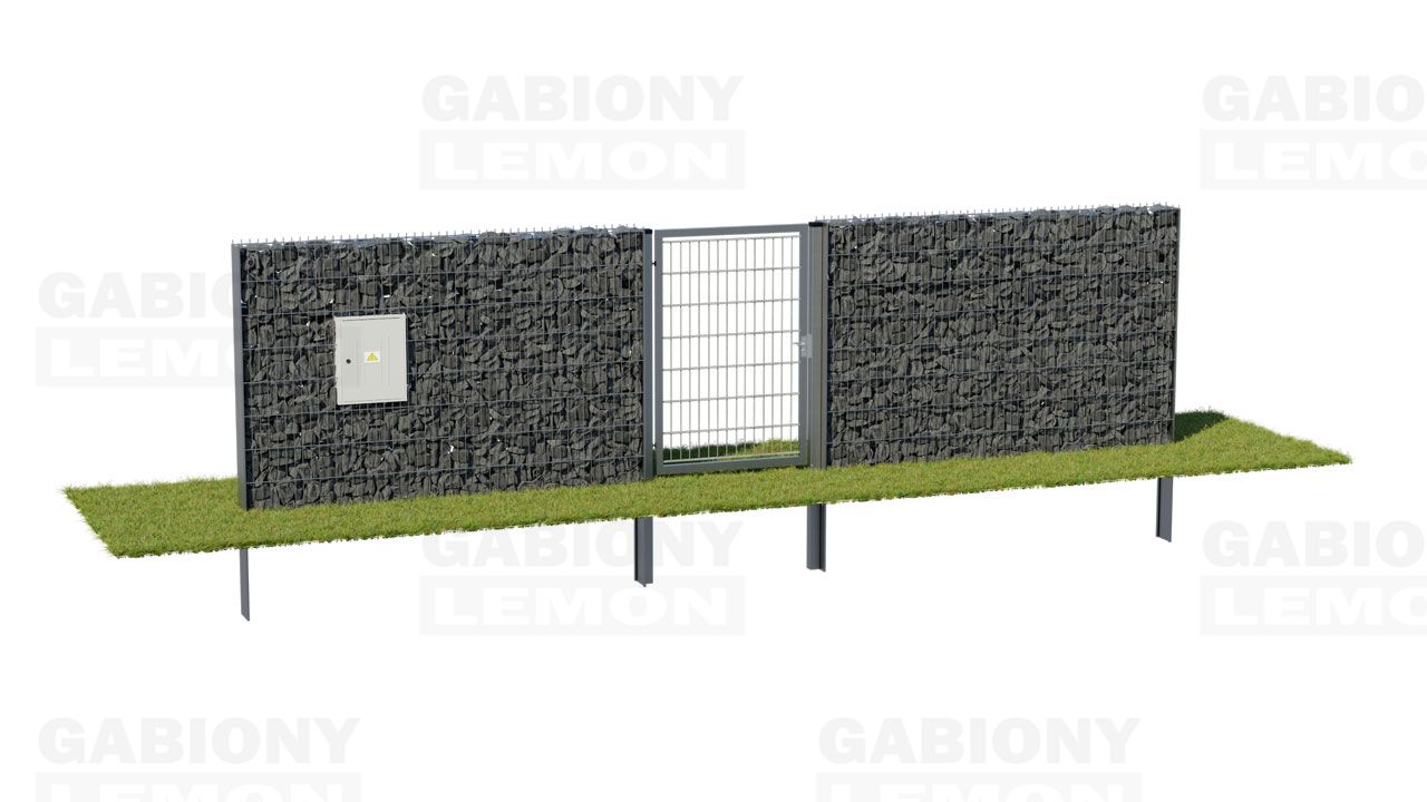 The incorporation of an electricity meter, gas meter and an entrance gate into fence